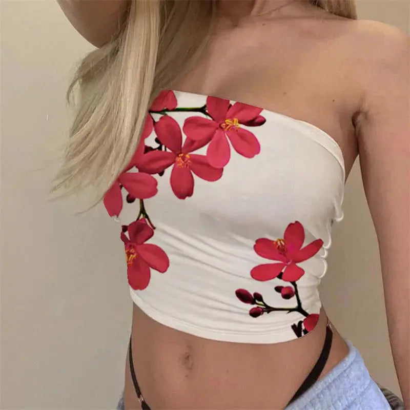 Summer Tube Tops For Women Floral Print Off D Variant