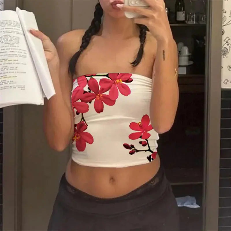 Summer Tube Tops For Women Floral Print Off D Variant1