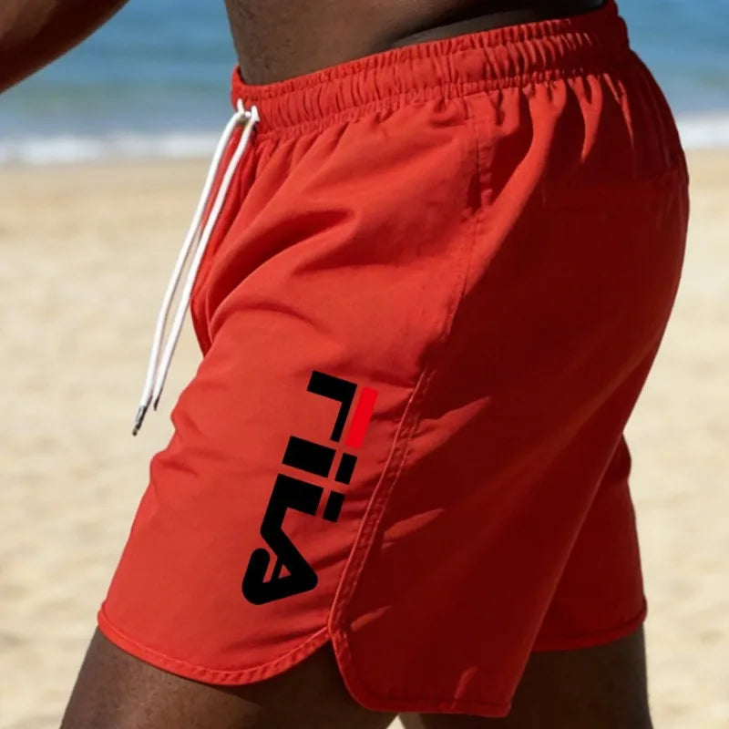 Summer men's beach shorts red