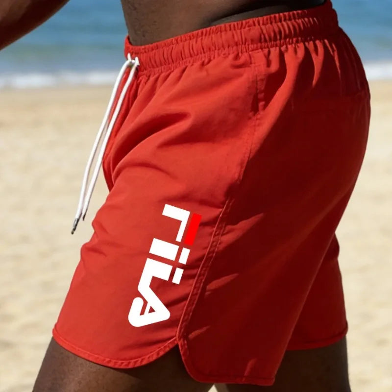 Summer men's beach shorts red1