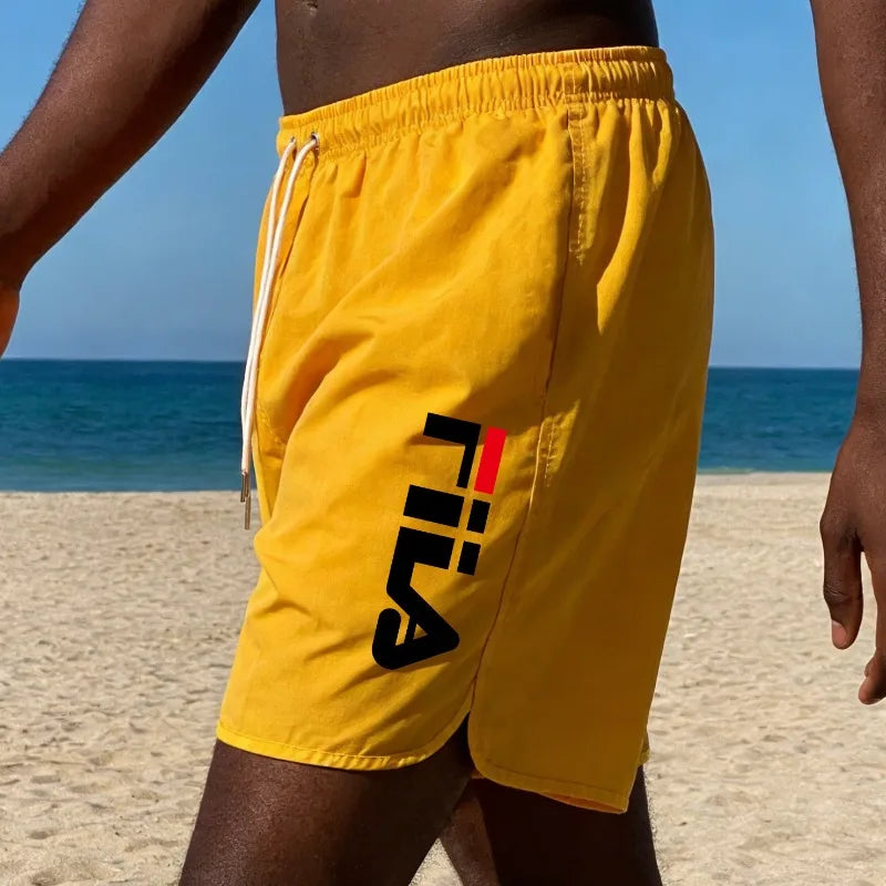 Summer men's beach shorts yellow