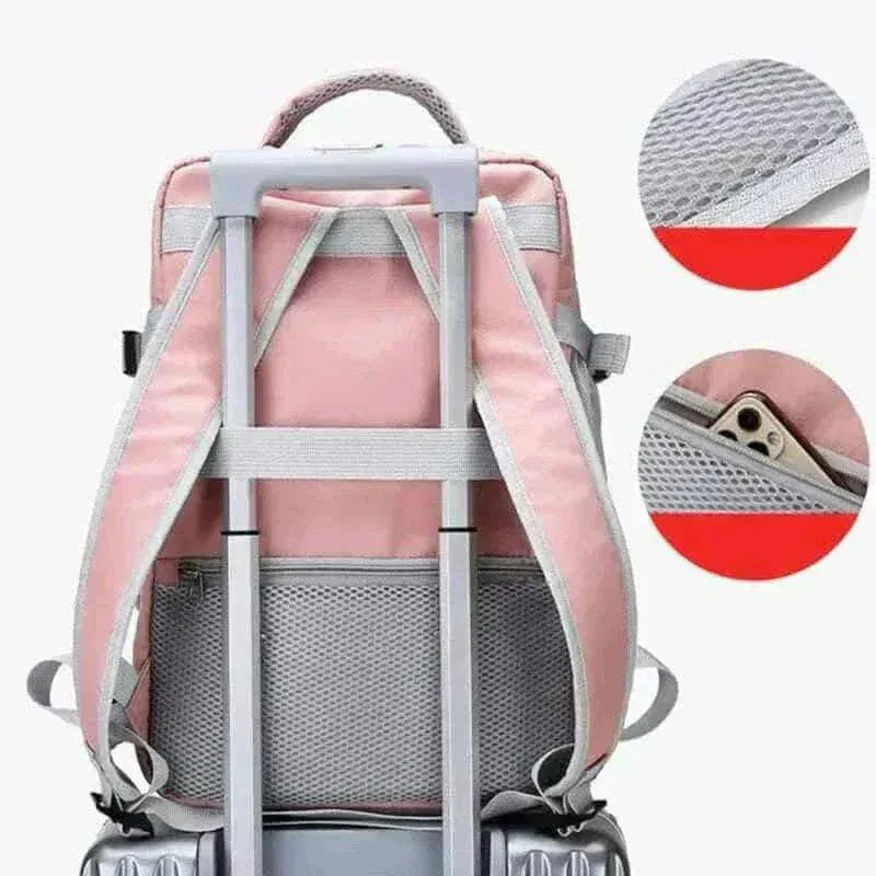 Travel Backpack Women Pink Large Capacity Waterproof Anti-Theft Casual Features