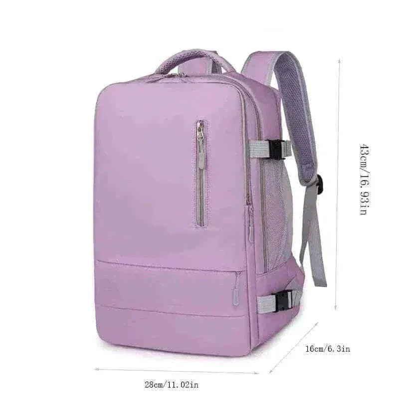 Travel Backpack Women Purple Large Capacity Waterproof Anti-Theft Casual Side View