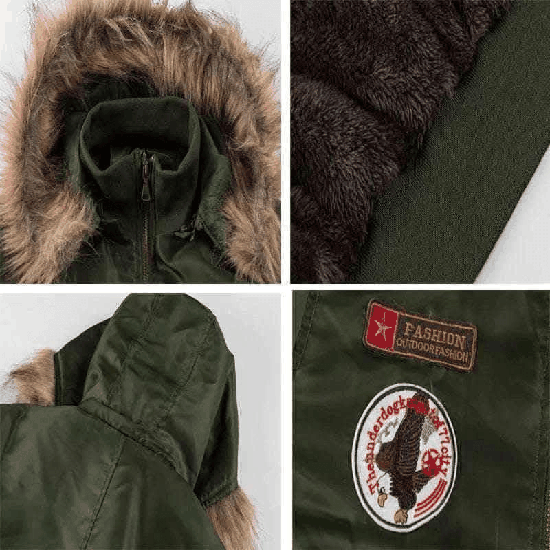 winter coats men, Dapper Bomber Jacket with Faux Fur