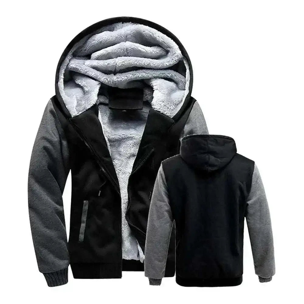 mens winter jackets uk offers Realxizi Winter Black Gray Men Jacket Casual Pose