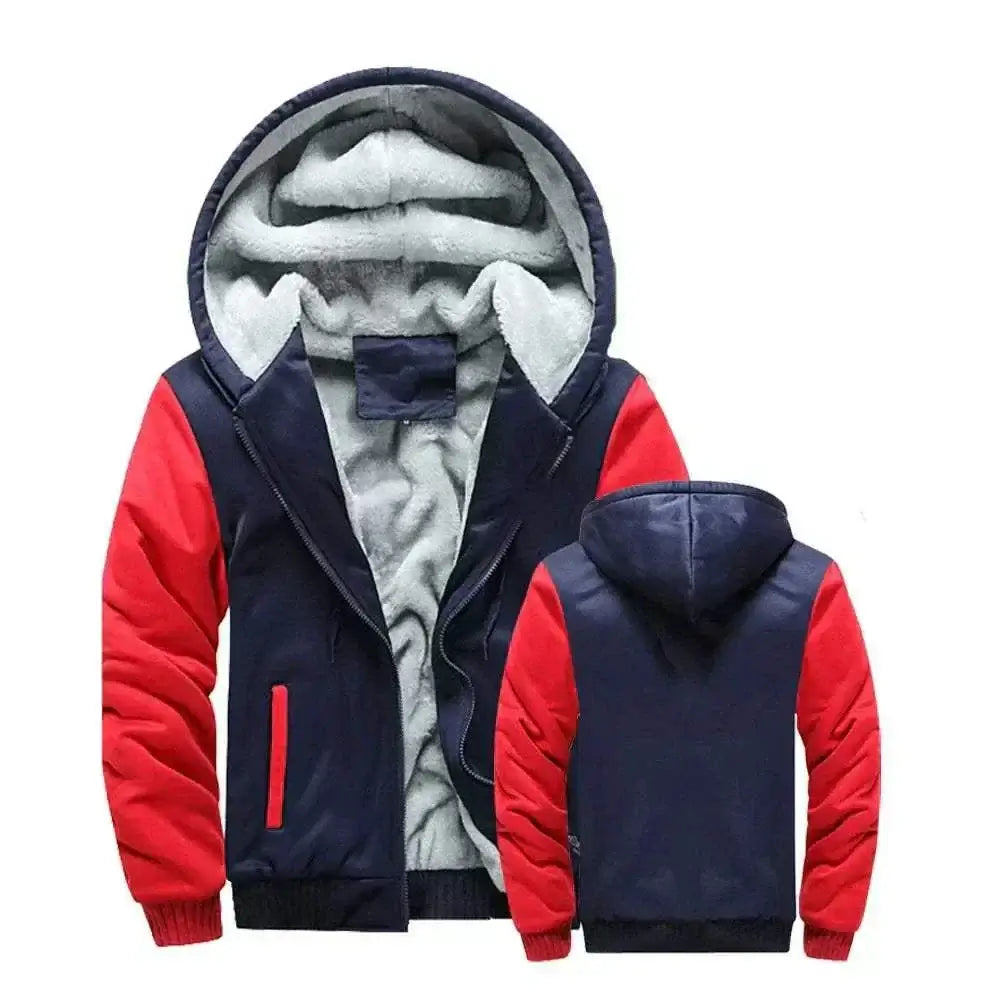 mens winter jackets uk offers Realxizi Winter Navy Blue Red Men Jacket Casual Pose