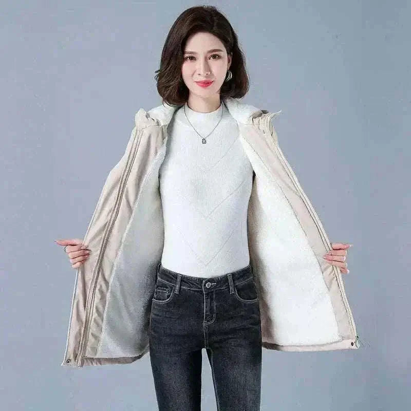 ladies coats and jackets offers Winter Cotton Warm Beige Puffer Coat