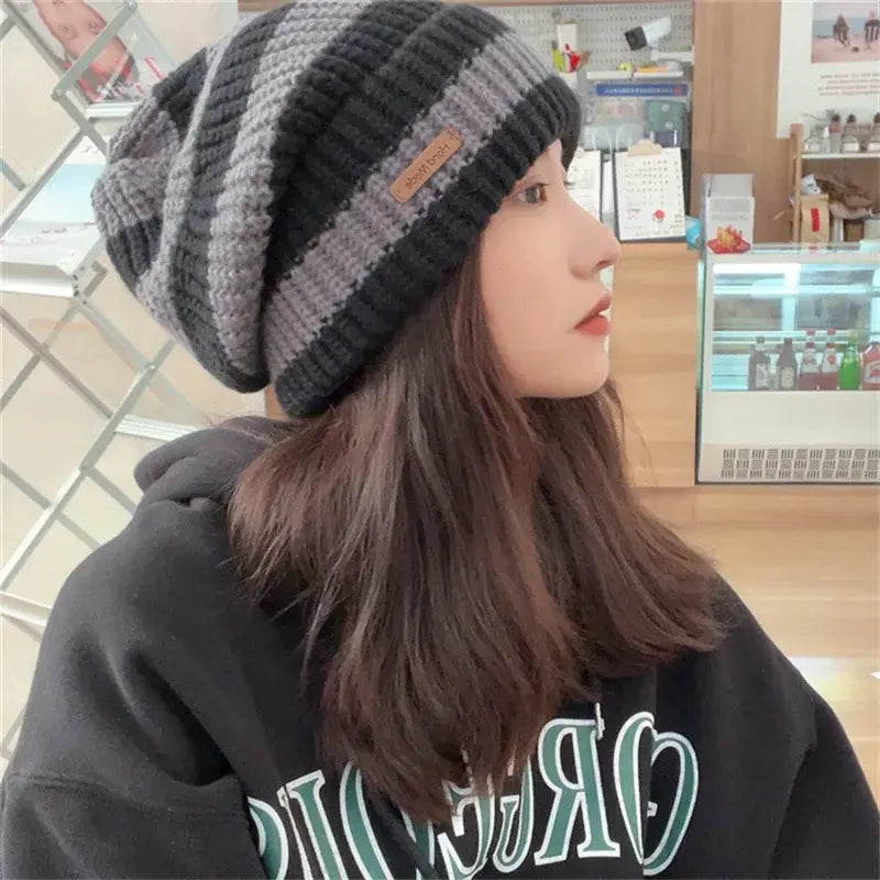 Winter Grey Black Warm Grey Hats For Women Casual
