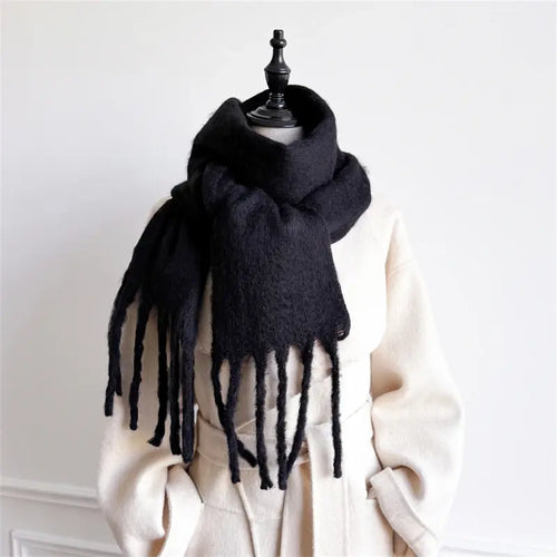 Winter Women Black Scarves Long Warm