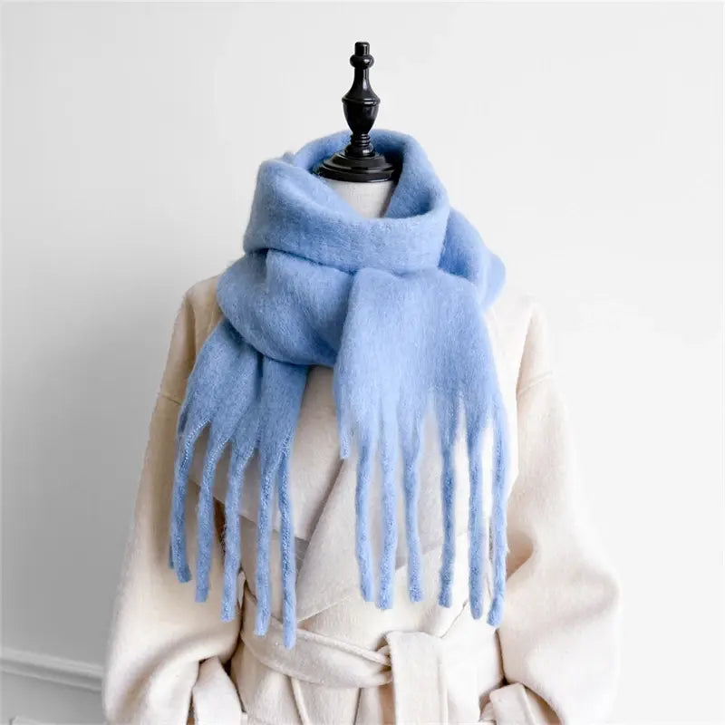 Winter Women Sky Blue Scarves Long Warm