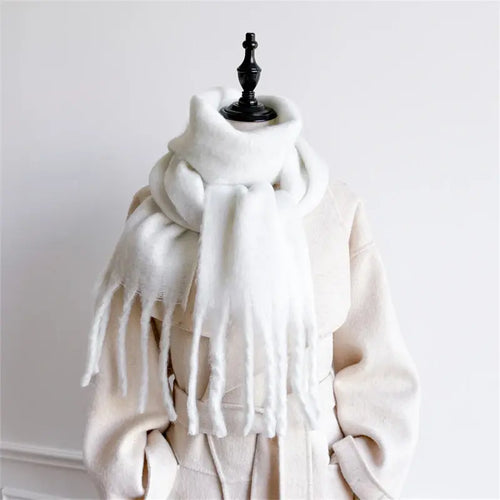 Winter Women White Scarves Long Warm