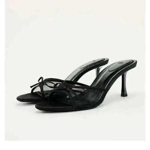  Women Black Heels Sandals Fashion.