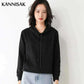 Women Wearing Black Hoodies 100% Cotton Spring Autumn Loose Long Sleeve