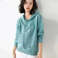 Women Wearing Turquoise Hoodies 100% Cotton Spring Autumn Loose Long Sleeve