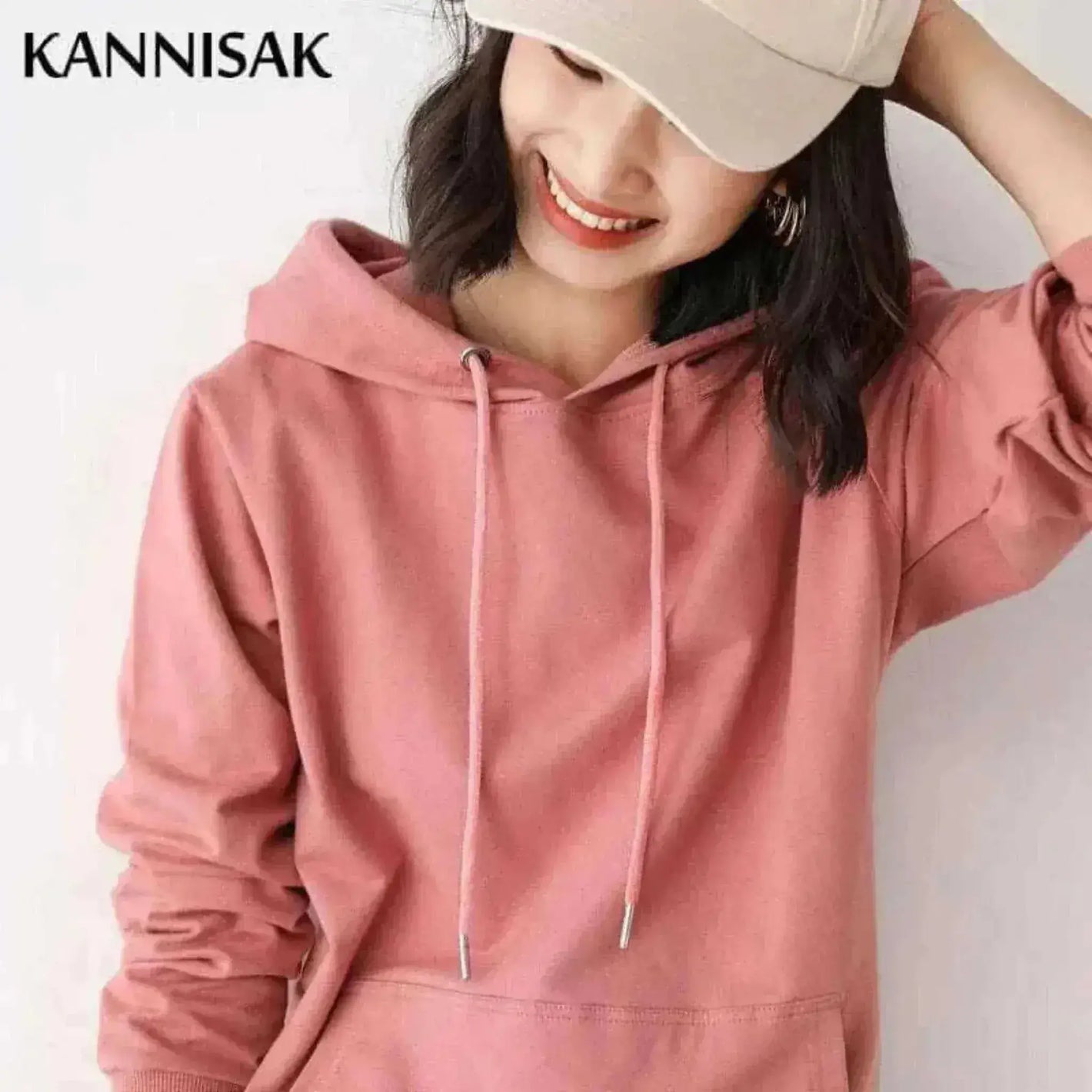 womens fleece hoodies uk, Women Wearing Pink Hoodies 100% Cotton Spring Autumn Loose Long Sleeve