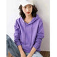Women Wearing Purple Hoodies 100% Cotton Spring Autumn Loose Long Sleeve