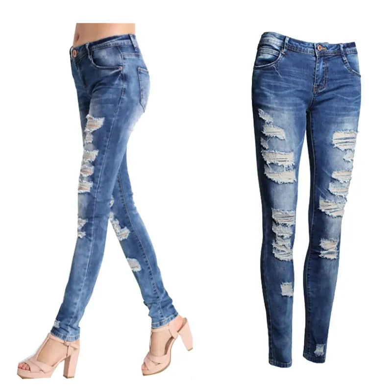 womens jeans uk, Women Jeans Blue Slim Ripped