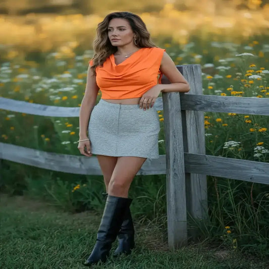  ladies tops uk. Women model in Women Vest Summer Tank For Ladies in Orange 