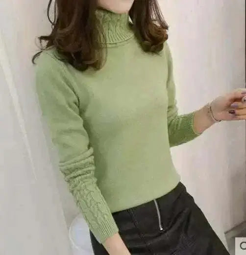 Women Wearing Army Green  Sweater 2025 Autumn Winter Cashmere Knitted 