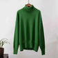 Women Wearing Dark Green Sweater Autumn Winter New High Neck 