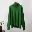jumpers offers Women Wearing Dark Green Sweater Autumn Winter New High Neck 