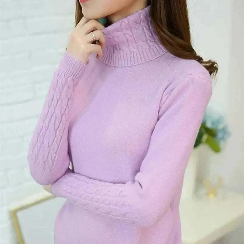 Women Wearing Lavender Sweater 2025 Autumn Winter Cashmere Knitted 
