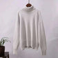 Women Wearing Light Grey Sweater Autumn Winter New High Neck 