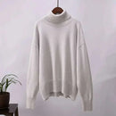jumpers clothing offers Women Wearing Light Grey Sweater Autumn Winter New High Neck 
