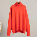 jumpers offers Women Wearing Orange-Red Sweater Autumn Winter New High Neck 