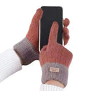 Women's Cable Knit Orange Gloves Warm 