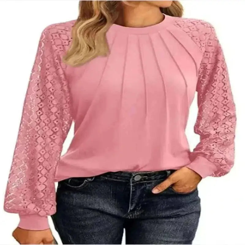 ladies summer tops uk, Women's Round Pink Lantern Long Casual Top