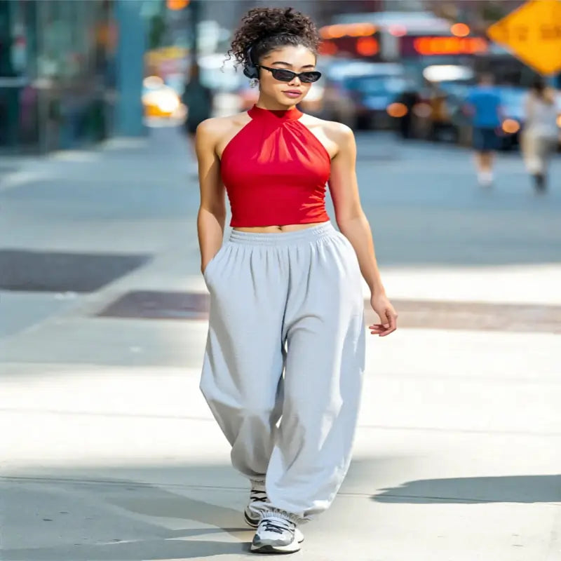 ladies tops uk,  Women's Sleeveless Solid Color T Shirt Basic Crop Tops Red