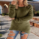 Women's Sweaters Army GreenComfortable Long Sleeve O Neck Casual 