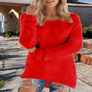Women's Sweaters Red Comfortable Long Sleeve O Neck 