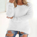 Women's Sweaters White Comfortable Long Sleeve O Neck Casual 