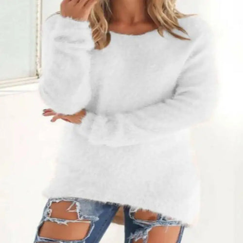 Women's Sweaters White Comfortable Long Sleeve O Neck Casual 