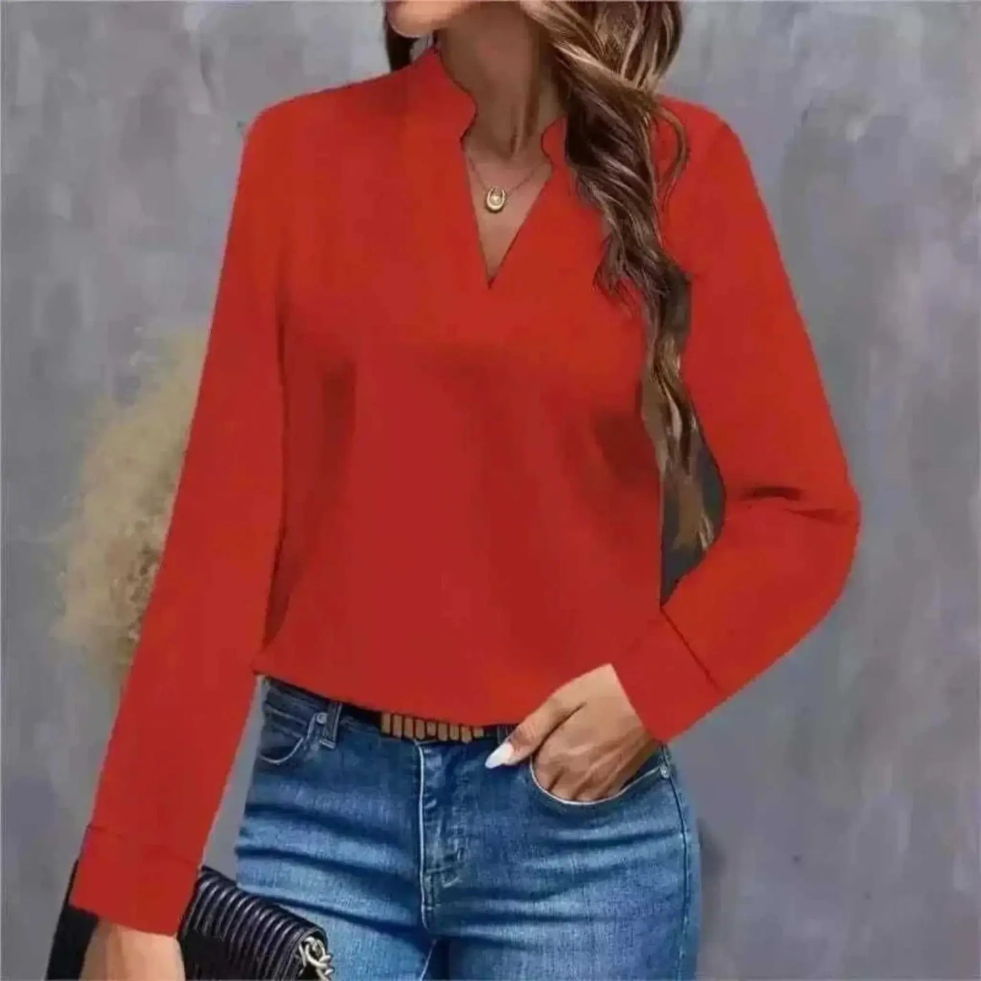 ladies summer tops uk, Women Wearing Youth Top Mujer Elegant Red Chiffon Blouse Spring Autumn Casual Long Sleeve