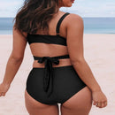 Women's solid-color slim-fit swimsuit Back View Black