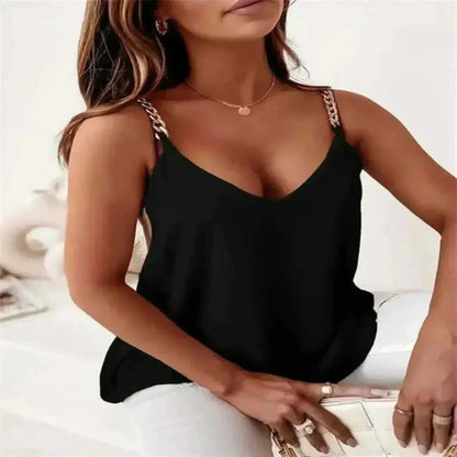 ladies summer tops uk,  Women In Summer V Neck Tank Tops Black