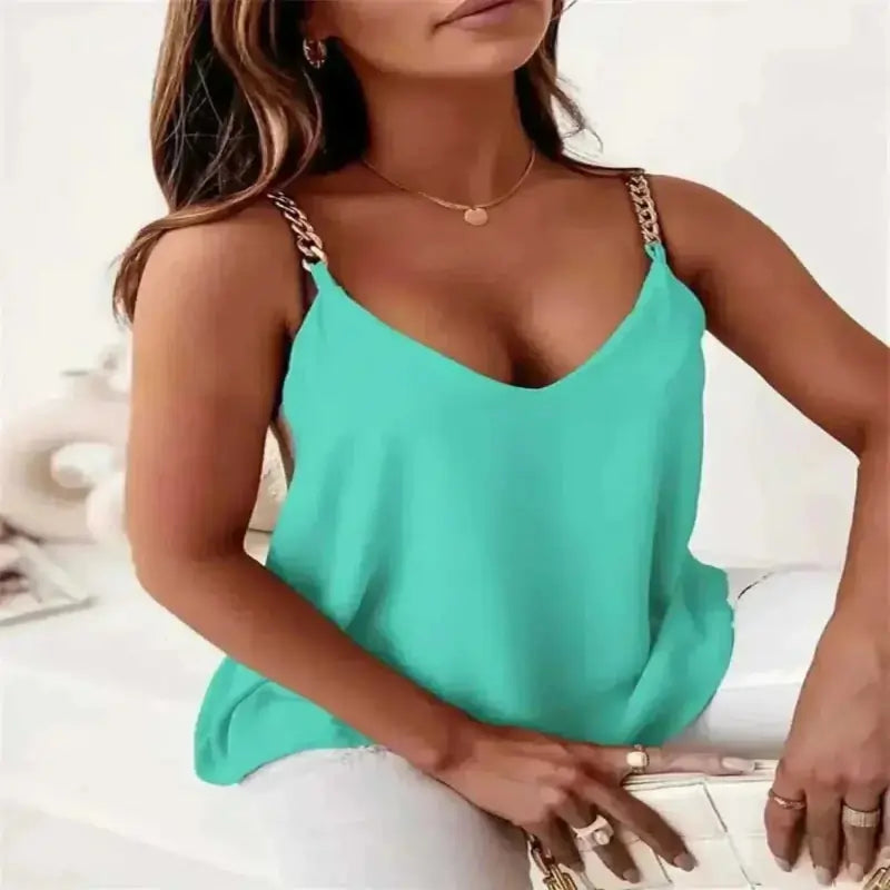 ladies summer tops uk, Women In Summer V Neck Tank Tops Green