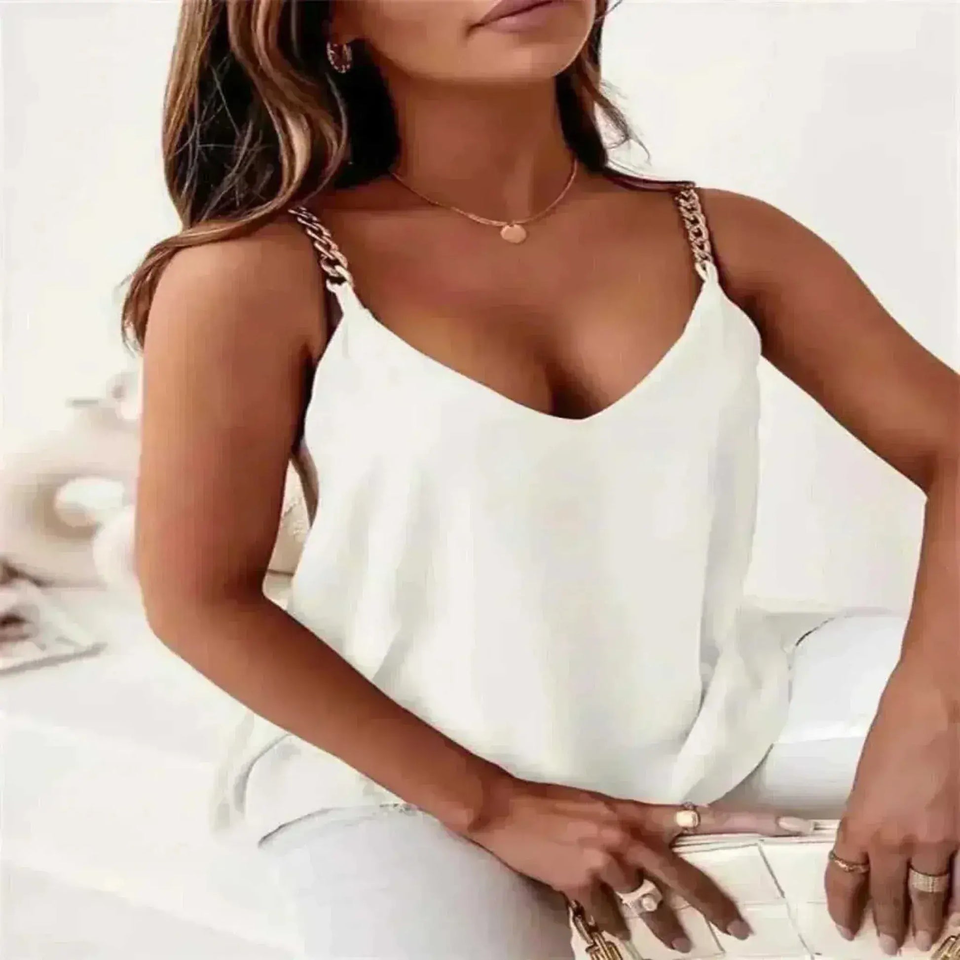 ladies summer tops uk, Summer V Neck Tank Tops White