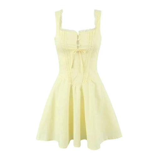 ladies dresses uk, YENKYE New Women Elegant Party Mini Dresses Yellow