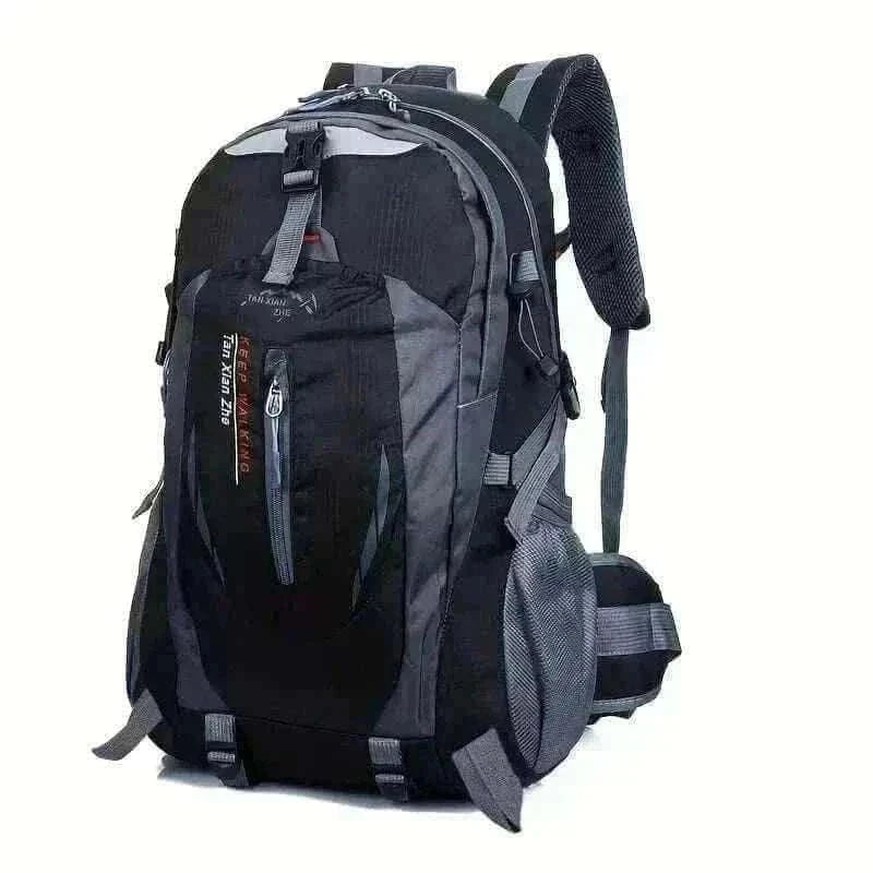 backpack uk offers Outdoor Black Backpack Men's Large Capacity Travel 15kg front view