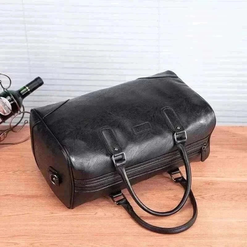 Leather Gym Bag-BLACK  PU LEATHER GYM BAG.