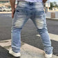 buy jeans uk offers New Men's Blue Denim Jeans for 2025 Breathable and Refreshing Retro styled for Streetwear Versatile and Suitable for All Occasions Back View