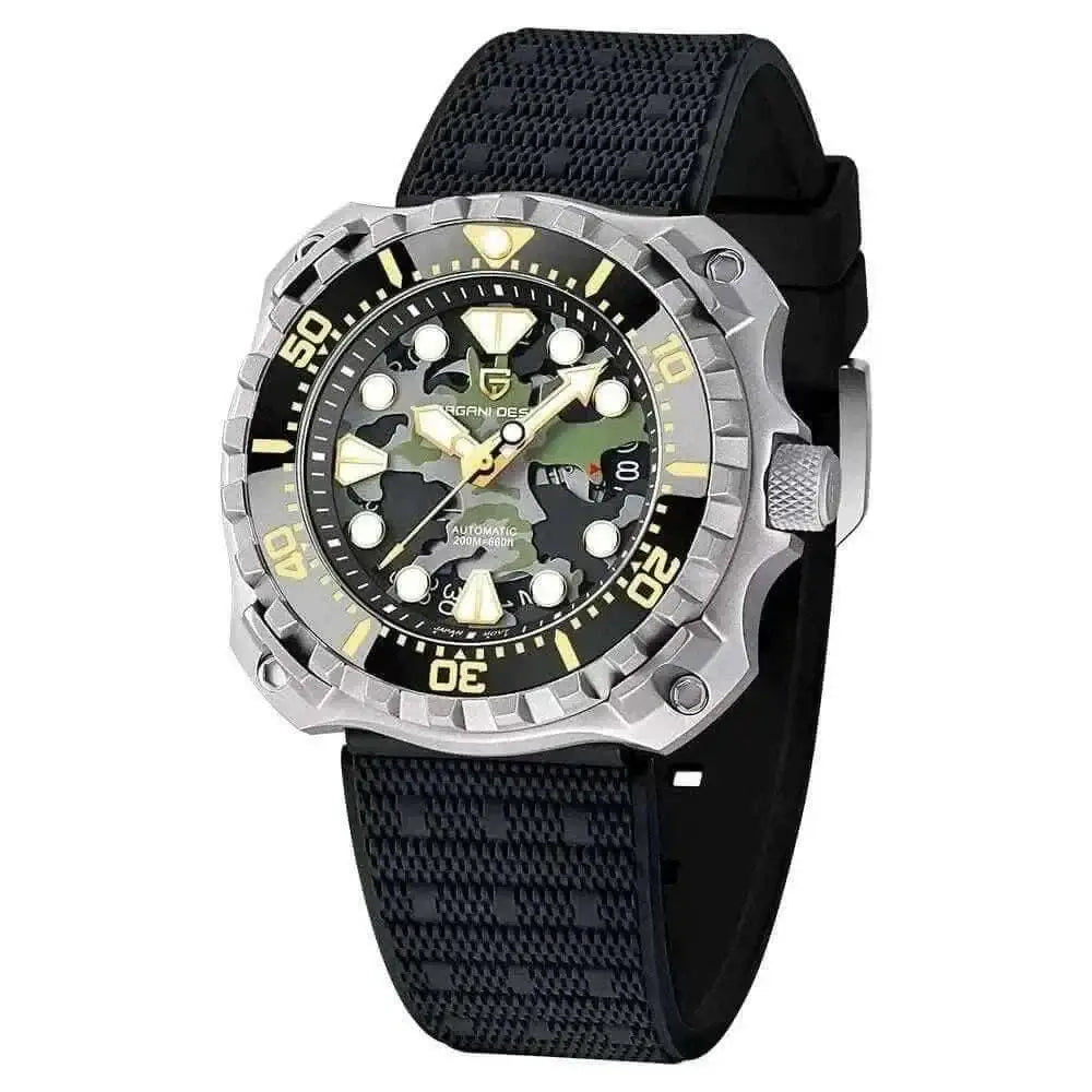 CAMOUFLAGE HOLLOW DIAL MECHANICAL WATCH.
