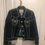 denim jackets uk offers Streetwear Vintage Black Buddha Head Denim Jacket Front View