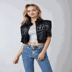 denim jackets uk offers model wearing Streetwear Vintage Black Buddha Head Denim Jacket