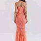 dress online uk, Women Wearing Mozision Floral Lace Sexy Maxi Dress back view