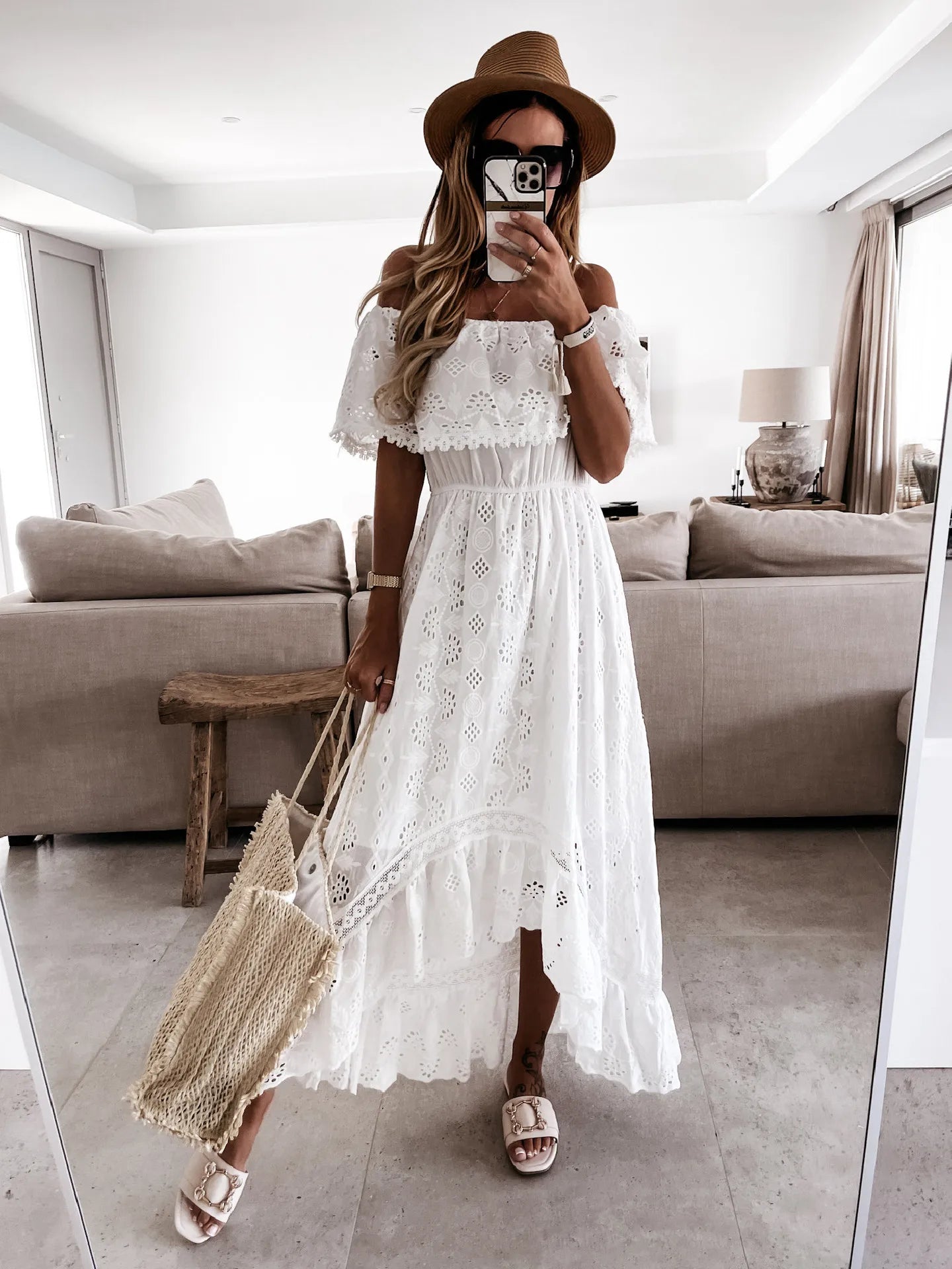 dresses uk | Women Short Sleeve High Waist V-Neck Long Casual Ruffle Dress